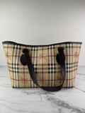 BURBERRY Chocolate Brown Haymarket Check Medium Regent Tote Shoulder Bag