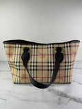 BURBERRY Chocolate Brown Haymarket Check Medium Regent Tote Shoulder Bag