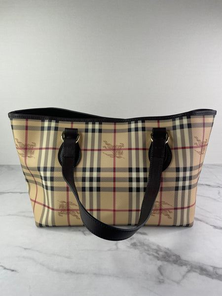 BURBERRY Chocolate Brown Haymarket Check Medium Regent Tote Shoulder Bag