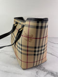 BURBERRY Chocolate Brown Haymarket Check Medium Regent Tote Shoulder Bag