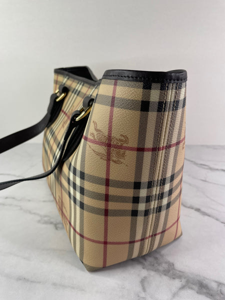 BURBERRY Chocolate Brown Haymarket Check Medium Regent Tote Shoulder Bag
