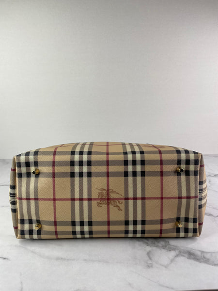 BURBERRY Chocolate Brown Haymarket Check Medium Regent Tote Shoulder Bag