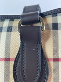 BURBERRY Chocolate Brown Haymarket Check Medium Regent Tote Shoulder Bag