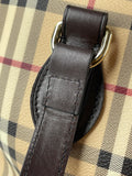 BURBERRY Chocolate Brown Haymarket Check Medium Regent Tote Shoulder Bag