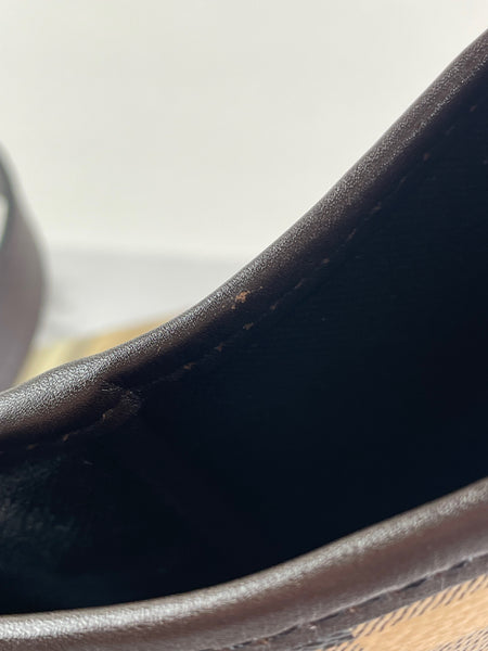 BURBERRY Chocolate Brown Haymarket Check Medium Regent Tote Shoulder Bag