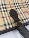 BURBERRY Chocolate Brown Haymarket Check Medium Regent Tote Shoulder Bag