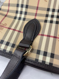 BURBERRY Chocolate Brown Haymarket Check Medium Regent Tote Shoulder Bag