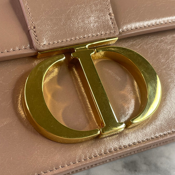 CHRISTIAN DIOR Fard (pink/beige) Shiny Crinkled Lambskin 30 Montaigne Flap Crossbody/Shoulder Bag