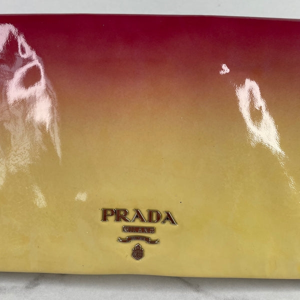 Prada Hot Pink/Yellow Ombré Vernice Patent Clutch