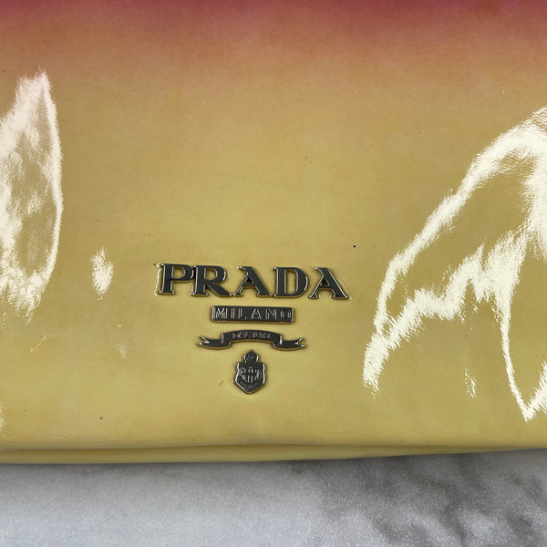 Prada Hot Pink/Yellow Ombré Vernice Patent Clutch
