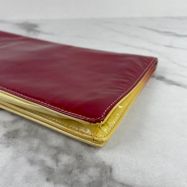 Prada Hot Pink/Yellow Ombré Vernice Patent Clutch