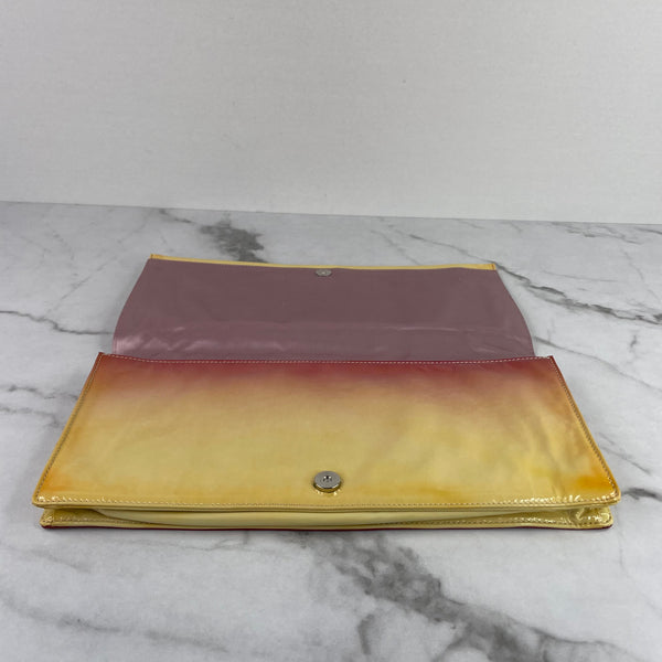 Prada Hot Pink/Yellow Ombré Vernice Patent Clutch