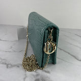 Christian Dior Vert LADY DIOR Alligator Pouch Wallet on Chain/Crossbody Bag