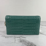 Christian Dior Vert LADY DIOR Alligator Pouch Wallet on Chain/Crossbody Bag