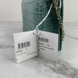 Christian Dior Vert LADY DIOR Alligator Pouch Wallet on Chain/Crossbody Bag