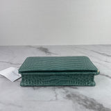 Christian Dior Vert LADY DIOR Alligator Pouch Wallet on Chain/Crossbody Bag