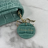 Christian Dior Vert LADY DIOR Alligator Pouch Wallet on Chain/Crossbody Bag