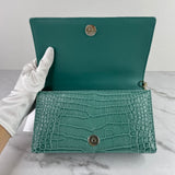 Christian Dior Vert LADY DIOR Alligator Pouch Wallet on Chain/Crossbody Bag