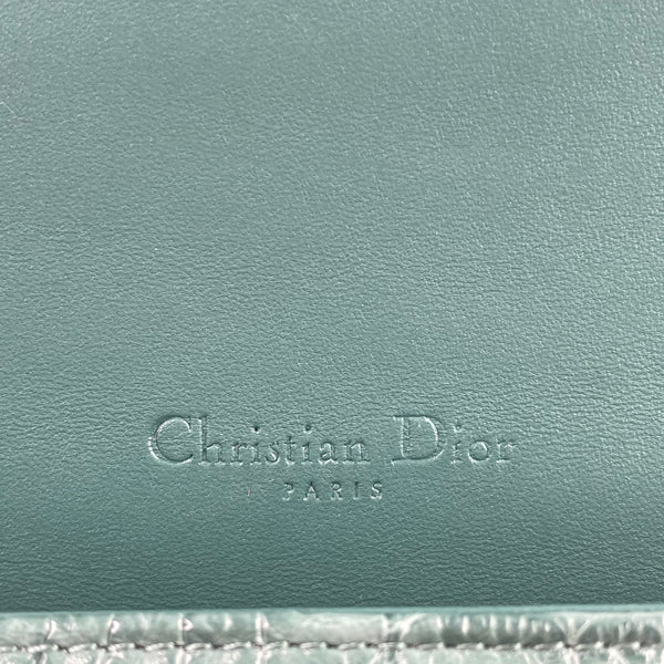 Christian Dior Vert LADY DIOR Alligator Pouch Wallet on Chain/Crossbody Bag