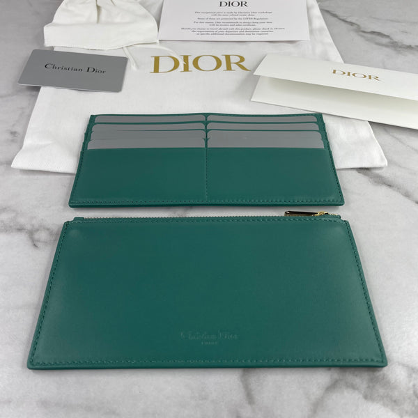 Christian Dior Vert LADY DIOR Alligator Pouch Wallet on Chain/Crossbody Bag