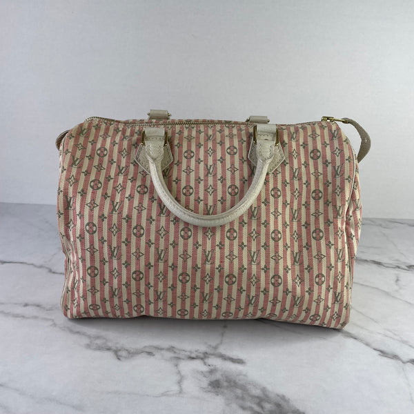 LOUIS VUITTON Pink/White Monogram Mini Lin Croisette Speedy 30 Bag