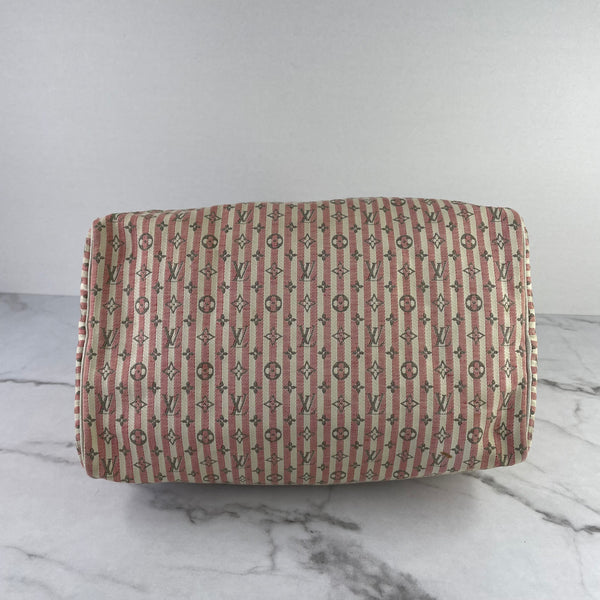 LOUIS VUITTON Pink/White Monogram Mini Lin Croisette Speedy 30 Bag