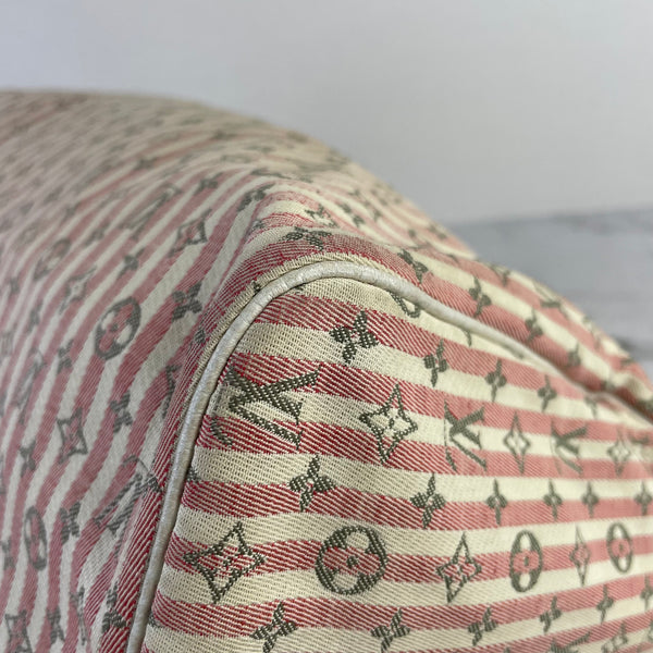 LOUIS VUITTON Pink/White Monogram Mini Lin Croisette Speedy 30 Bag