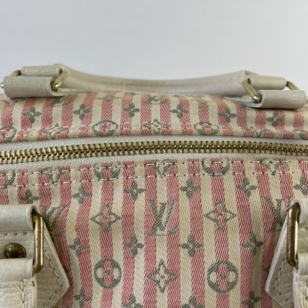 LOUIS VUITTON Pink/White Monogram Mini Lin Croisette Speedy 30 Bag