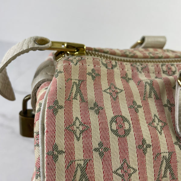 LOUIS VUITTON Pink/White Monogram Mini Lin Croisette Speedy 30 Bag