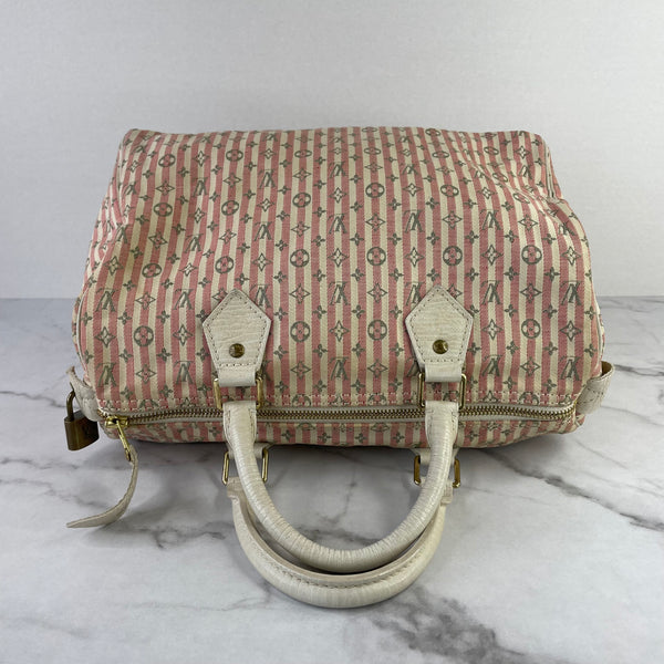 LOUIS VUITTON Pink/White Monogram Mini Lin Croisette Speedy 30 Bag