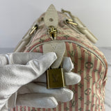 LOUIS VUITTON Pink/White Monogram Mini Lin Croisette Speedy 30 Bag