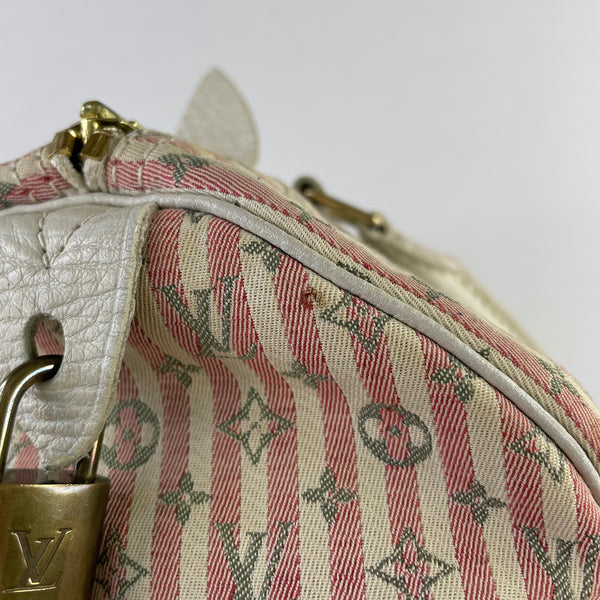 LOUIS VUITTON Pink/White Monogram Mini Lin Croisette Speedy 30 Bag