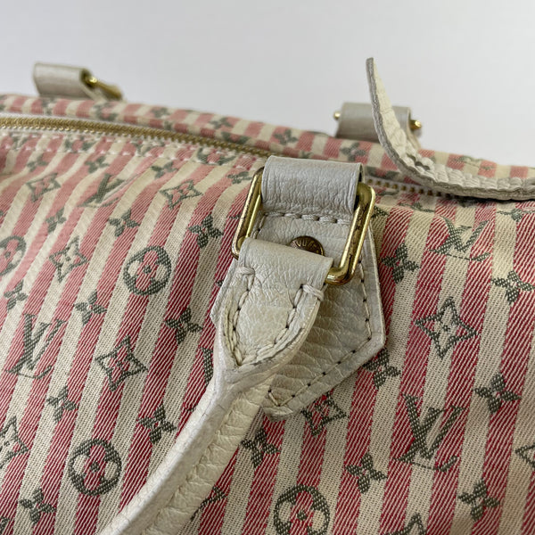 LOUIS VUITTON Pink/White Monogram Mini Lin Croisette Speedy 30 Bag