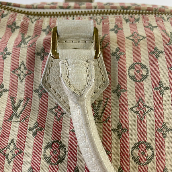 LOUIS VUITTON Pink/White Monogram Mini Lin Croisette Speedy 30 Bag