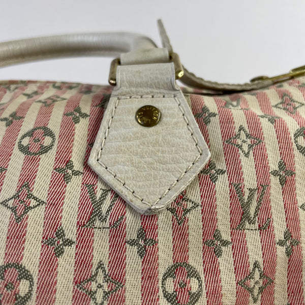 LOUIS VUITTON Pink/White Monogram Mini Lin Croisette Speedy 30 Bag