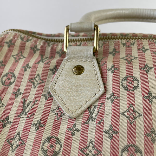 LOUIS VUITTON Pink/White Monogram Mini Lin Croisette Speedy 30 Bag