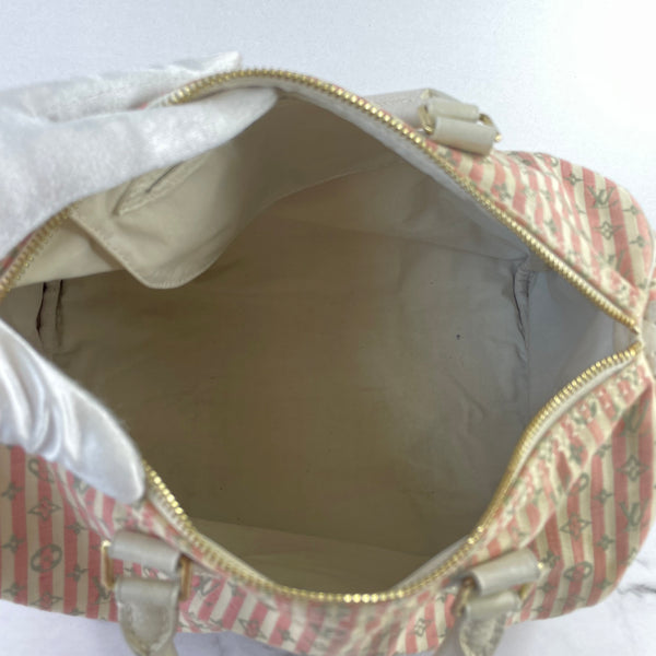 LOUIS VUITTON Pink/White Monogram Mini Lin Croisette Speedy 30 Bag