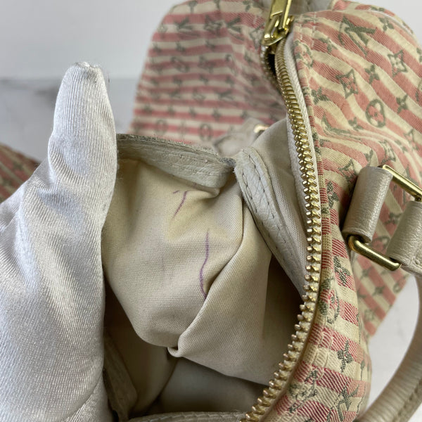 LOUIS VUITTON Pink/White Monogram Mini Lin Croisette Speedy 30 Bag