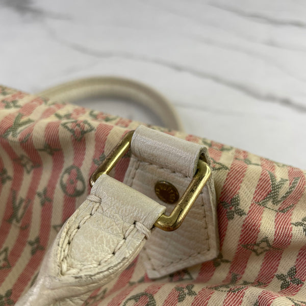LOUIS VUITTON Pink/White Monogram Mini Lin Croisette Speedy 30 Bag