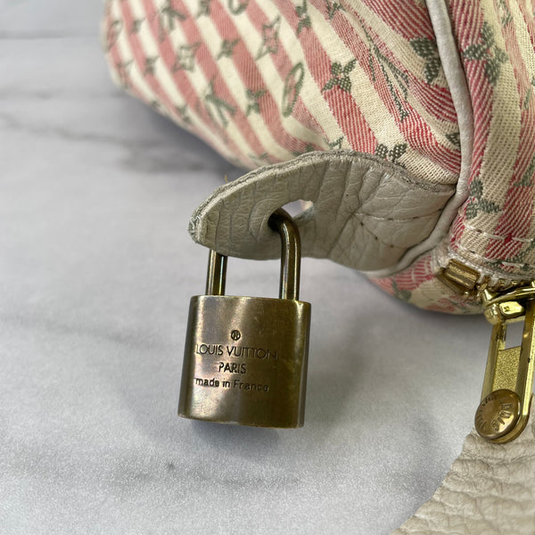 LOUIS VUITTON Pink/White Monogram Mini Lin Croisette Speedy 30 Bag