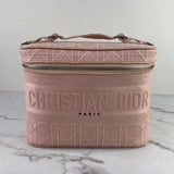 Dior Pink D-Lite Cannage Embroidered Canvas Vanity Case