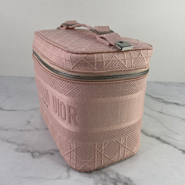 Dior Pink D-Lite Cannage Embroidered Canvas Vanity Case
