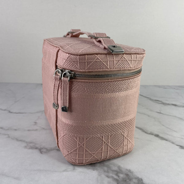 Dior Pink D-Lite Cannage Embroidered Canvas Vanity Case