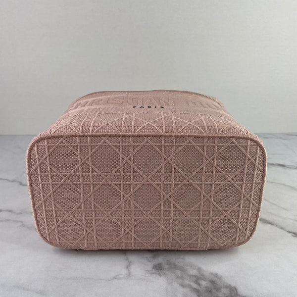 Dior Pink D-Lite Cannage Embroidered Canvas Vanity Case