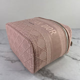 Dior Pink D-Lite Cannage Embroidered Canvas Vanity Case