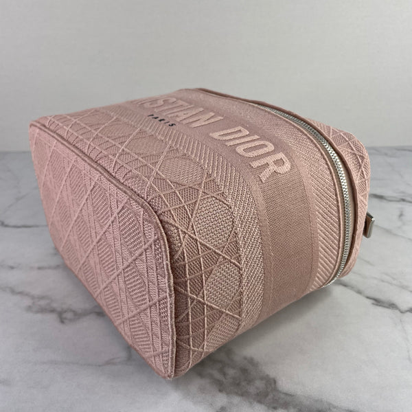 Dior Pink D-Lite Cannage Embroidered Canvas Vanity Case