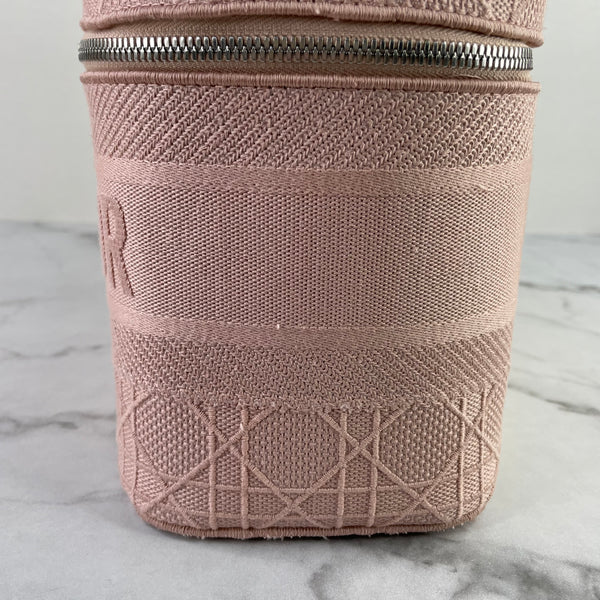 Dior Pink D-Lite Cannage Embroidered Canvas Vanity Case