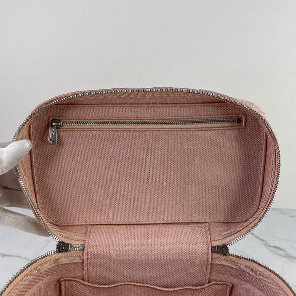 Dior Pink D-Lite Cannage Embroidered Canvas Vanity Case