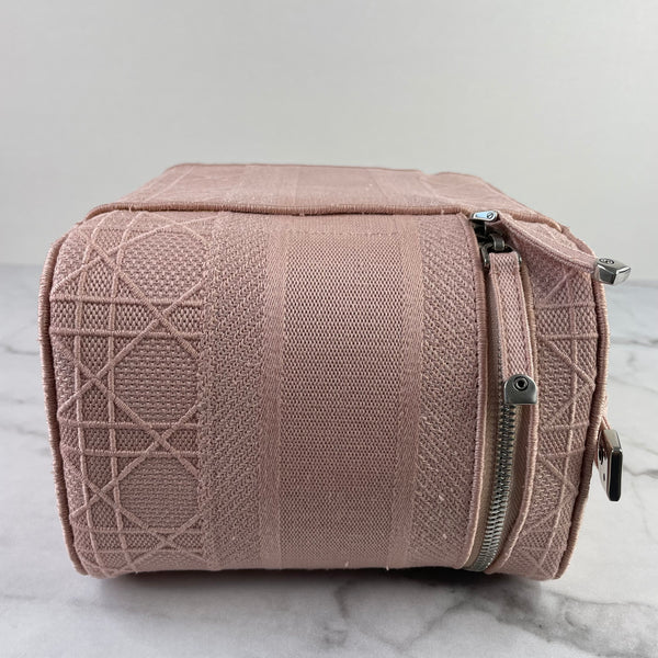 Dior Pink D-Lite Cannage Embroidered Canvas Vanity Case