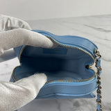 CHANEL Blue Lambskin Quilted CC In Love Heart Clutch With Chain Crossbody Bag